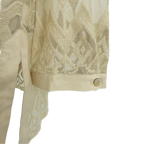 NWT Sigrid Olsen Signature Beige Sheer Tunic Long Sleeve Boho Resort Blouse, L - Picture 13 of 14